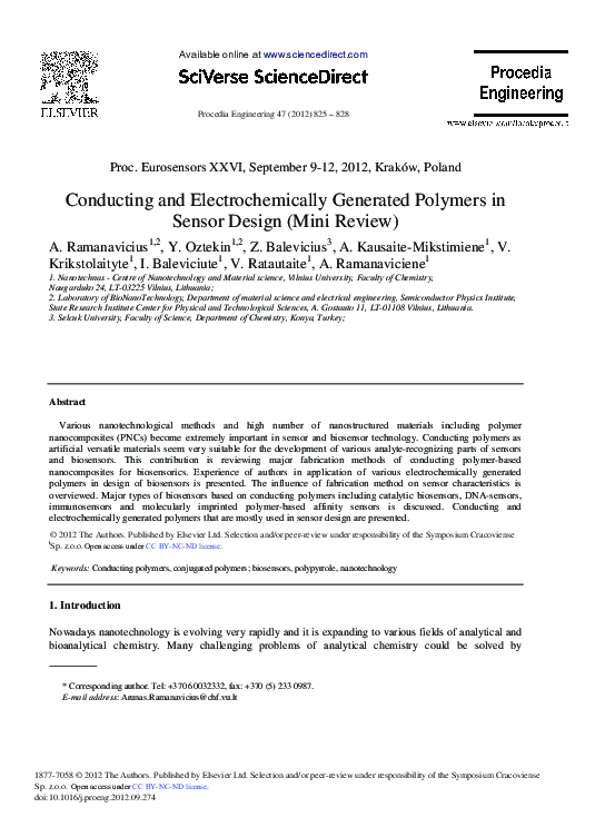 (PDF) Conducting and Electrochemically Generated Polymers in Sensor ...