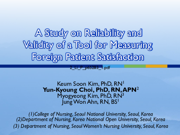 (PDF) A Study on Reliability and Validity of a Tool for Measuring ...