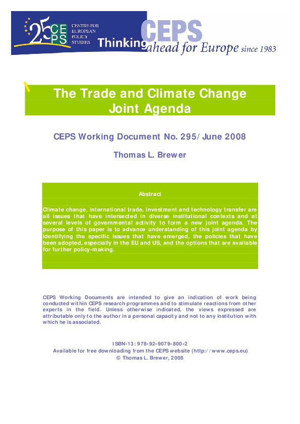(PDF) The Trade and Climate Change, Joint Agenda