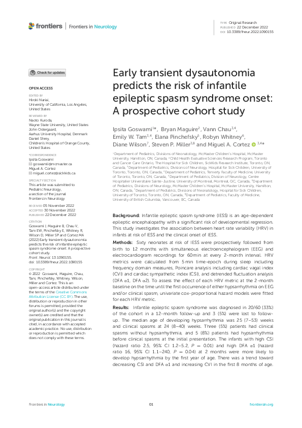 (PDF) Early transient dysautonomia predicts the risk of infantile ...