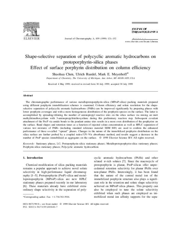 (PDF) Shape-selective separation of polycyclic aromatic hydrocarbons on ...