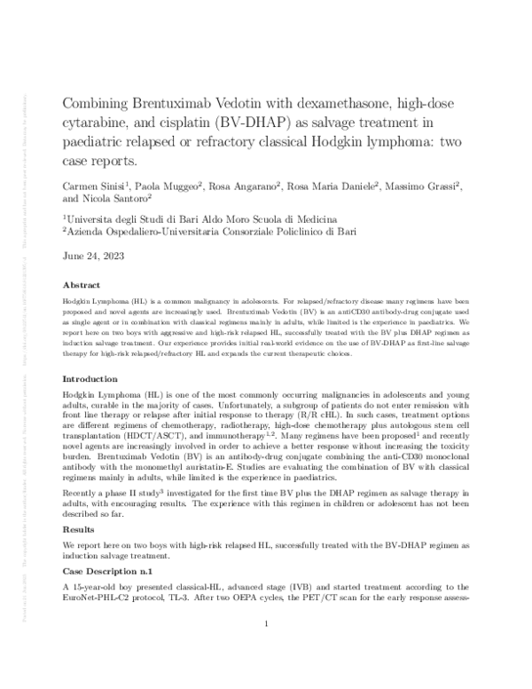 (PDF) Combining Brentuximab Vedotin with dexamethasone, high-dose ...