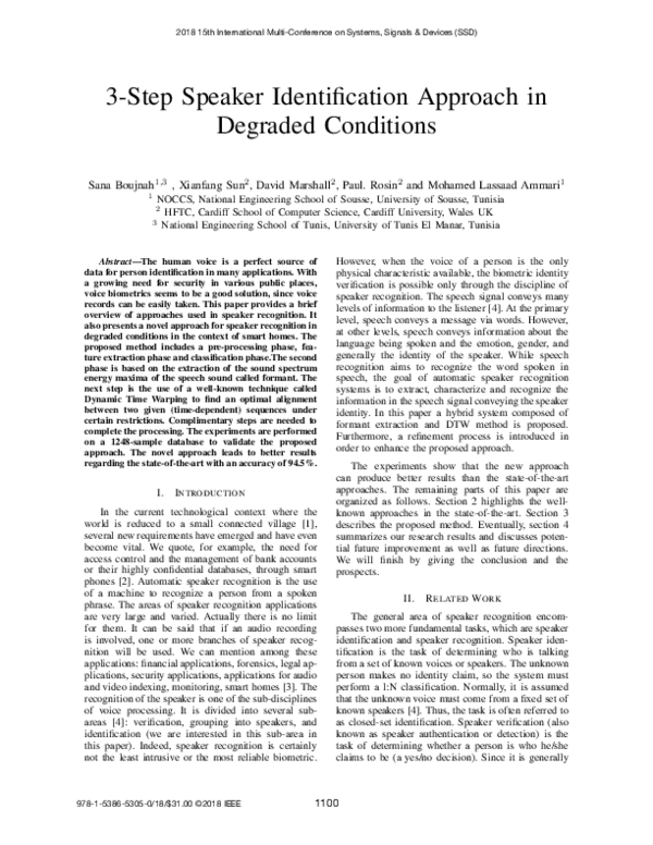 (PDF) 3-Step Speaker Identification Approach in Degraded Conditions