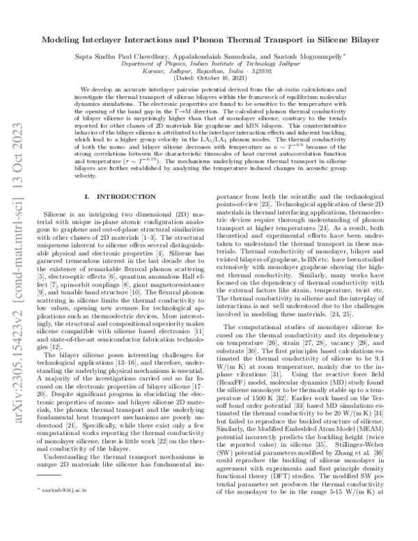 (PDF) Modeling Interlayer Interactions and Phonon Thermal Transport in ...