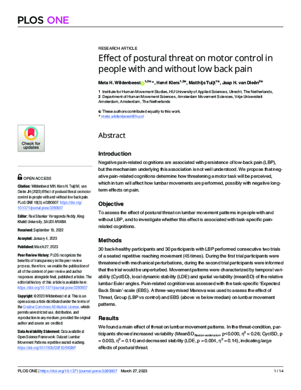 (PDF) Effect of postural threat on motor control in people with and ...