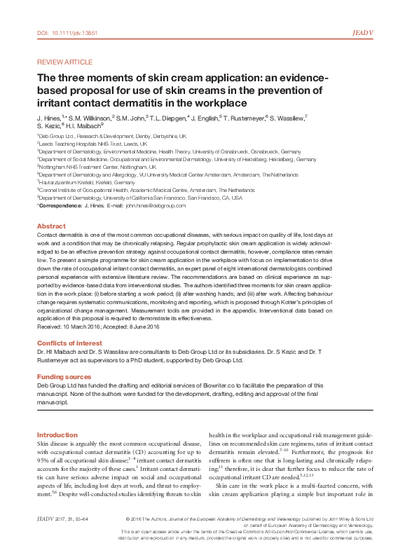 (PDF) The three moments of skin cream application: an evidence-based ...
