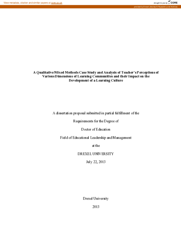 (PDF) A Qualitative/Mixed Methods Case Study and Analysis of Teacher's ...