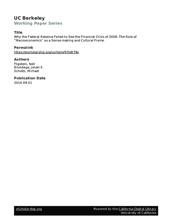 (PDF) Why the Federal Reserve Failed to See the Financial Crisis of ...