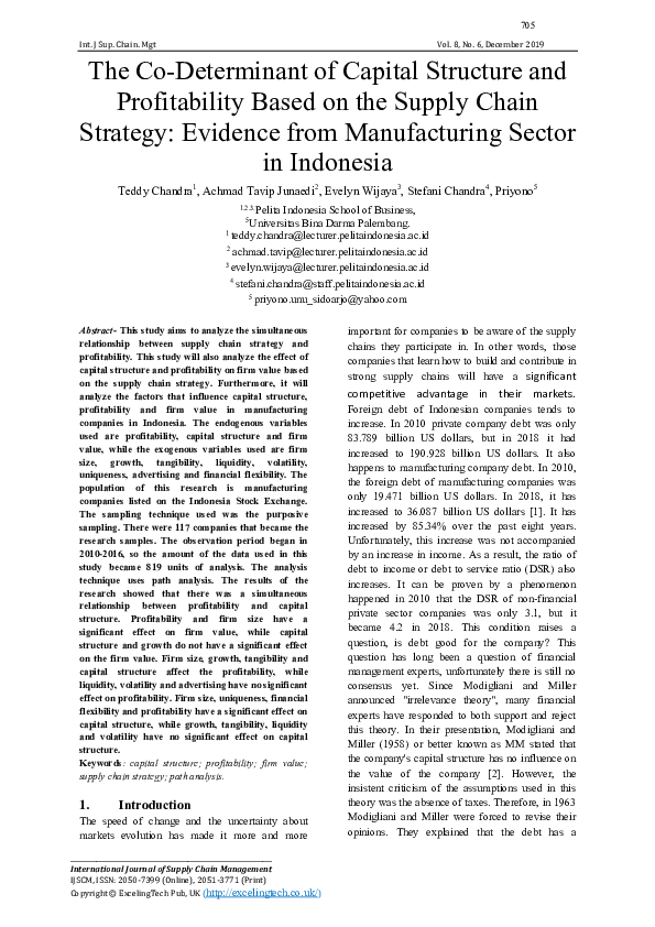 (PDF) The Co-Determinant of Capital Structure and Profitability Based ...