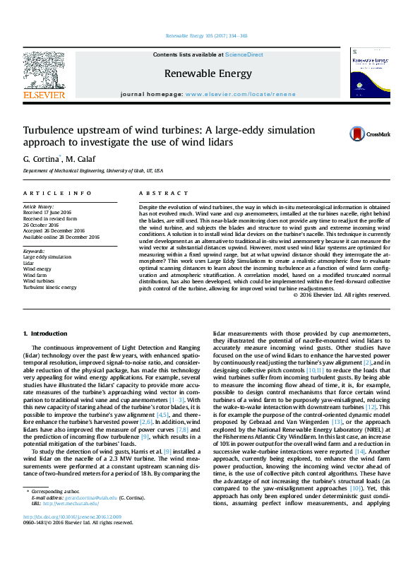 (PDF) Turbulence upstream of wind turbines: A large-eddy simulation ...