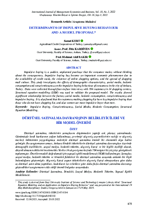 (PDF) Determinants of Impulsive Buying Behaviour and a Model Proposal