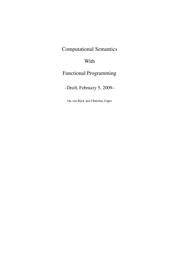 (PDF) Computational Semantics with Functional Programming