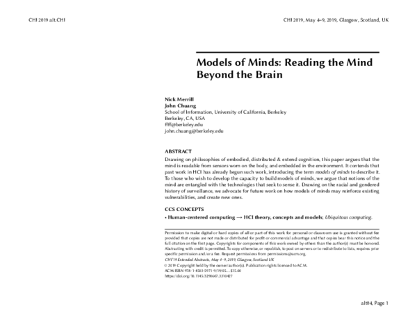 (PDF) Models of Minds