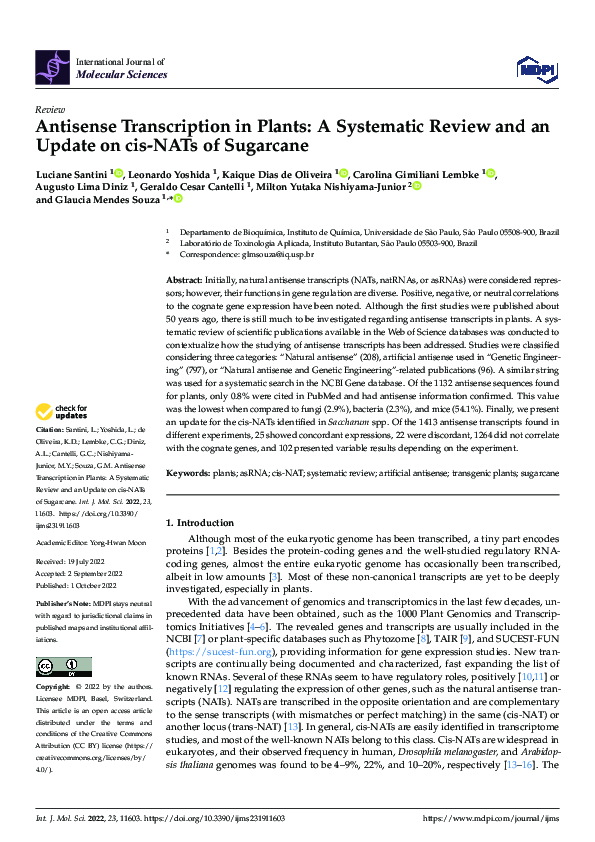 (PDF) Antisense Transcription in Plants: A Systematic Review and an ...