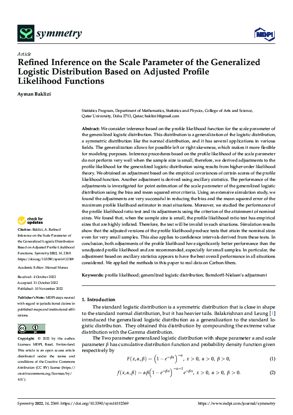 (PDF) Refined Inference on the Scale Parameter of the Generalized ...
