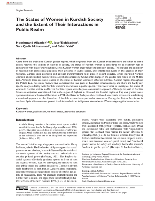 (PDF) The Status of Women in Kurdish Society and the Extent of Their ...