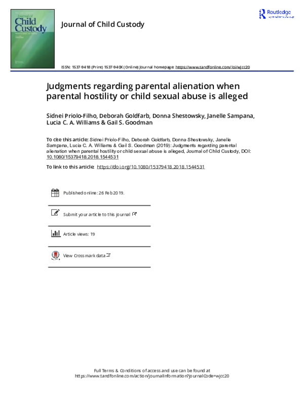 (PDF) Judgments regarding parental alienation when parental hostility ...