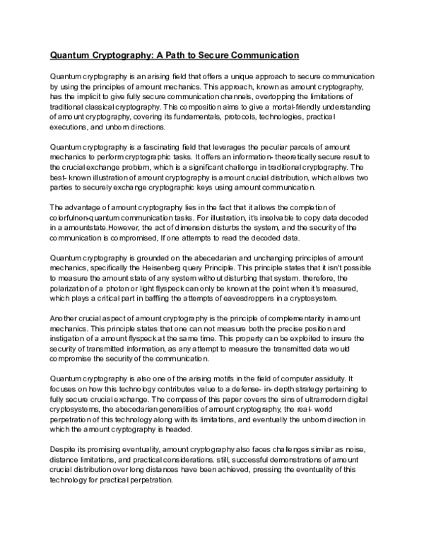 Pdf Quantum Cryptography