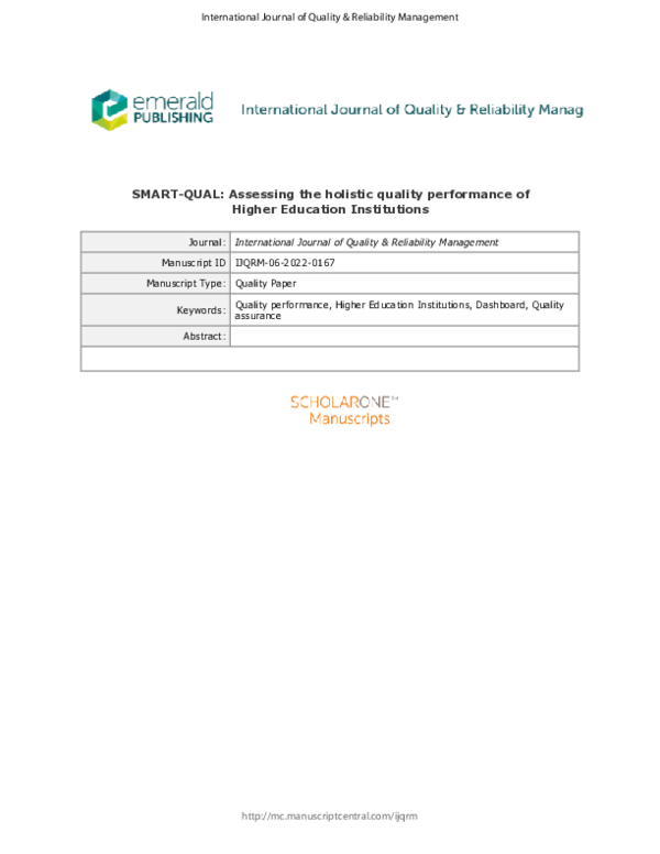 (PDF) SMART-QUAL: a dashboard for quality measurement in higher ...