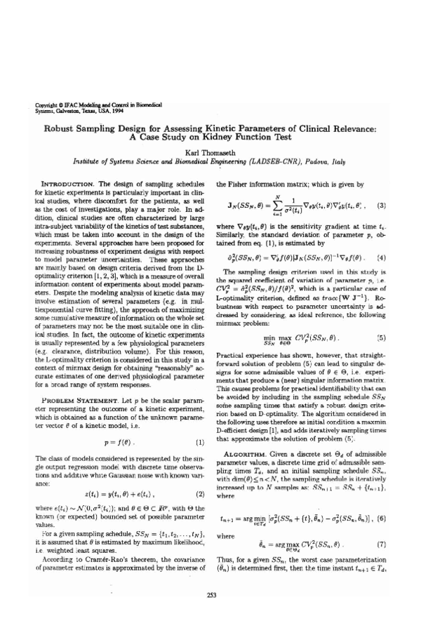 (PDF) Robust Sampling Design for Assessing Kinetic Parameters of ...