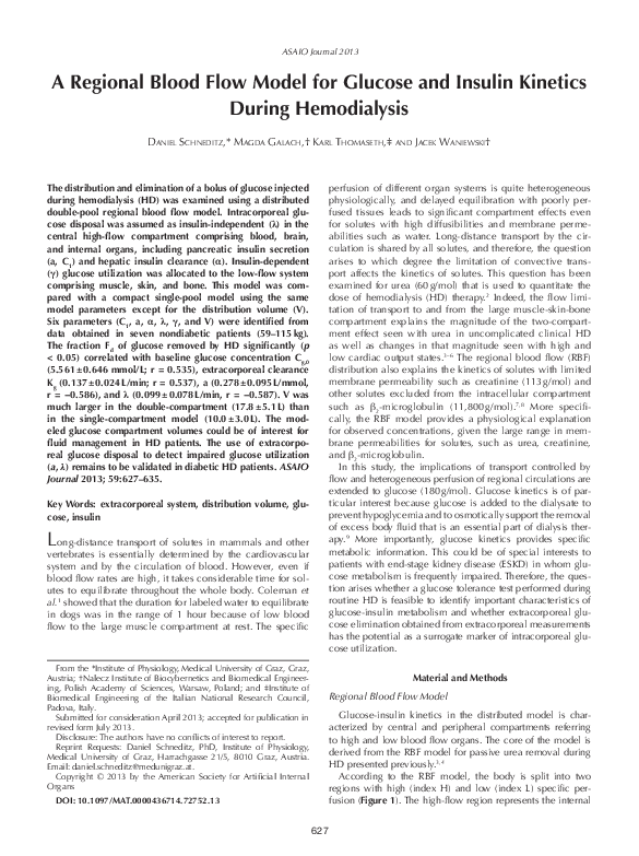 (PDF) A Regional Blood Flow Model for Glucose and Insulin Kinetics ...