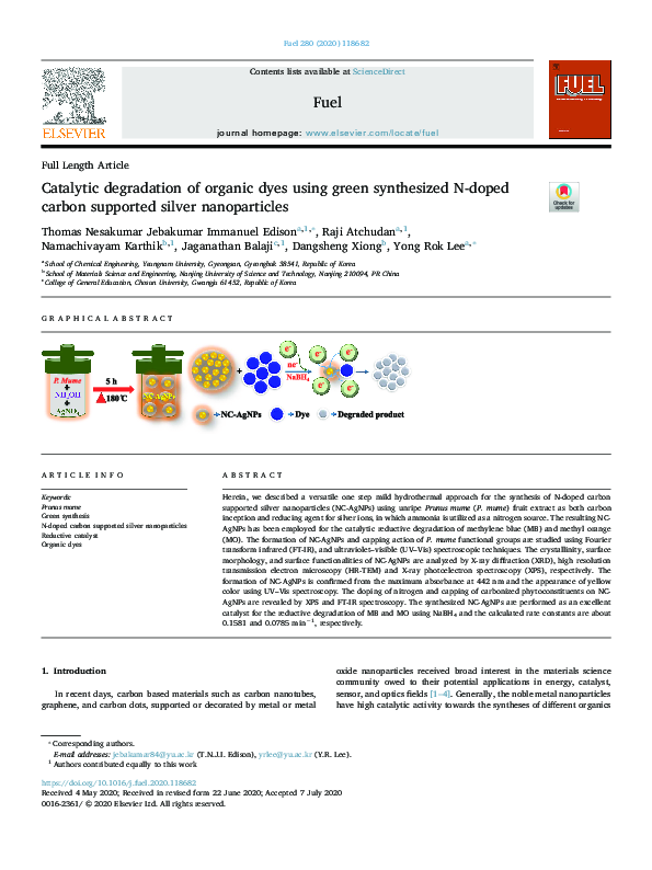(PDF) Catalytic degradation of organic dyes using green synthesized ...