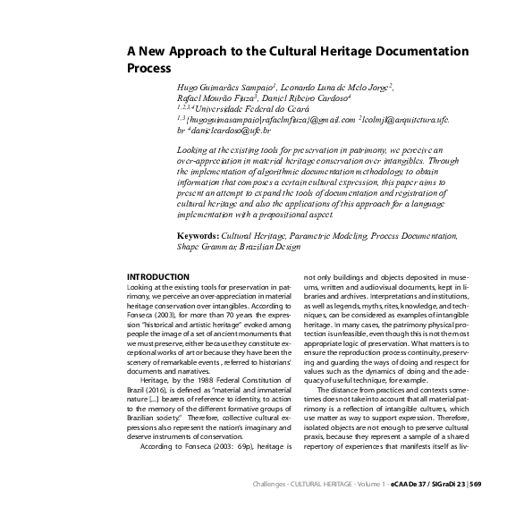 (PDF) A New Approach to the Cultural Heritage Documentation Process