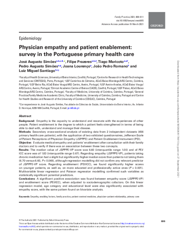 (PDF) Physician empathy and patient enablement: survey in the ...