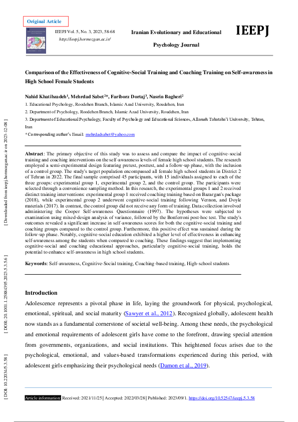 (PDF) Investigation the Effectiveness of Social-Cognitive Education and ...