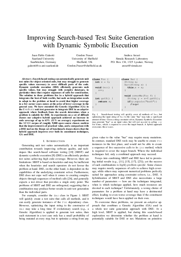 (PDF) Improving search-based test suite generation with dynamic ...