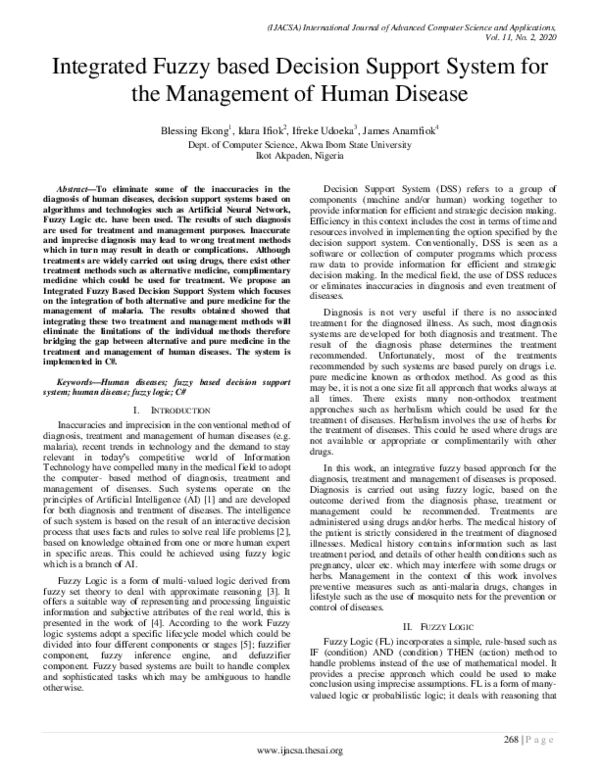 (PDF) Integrated Fuzzy based Decision Support System for the Management ...