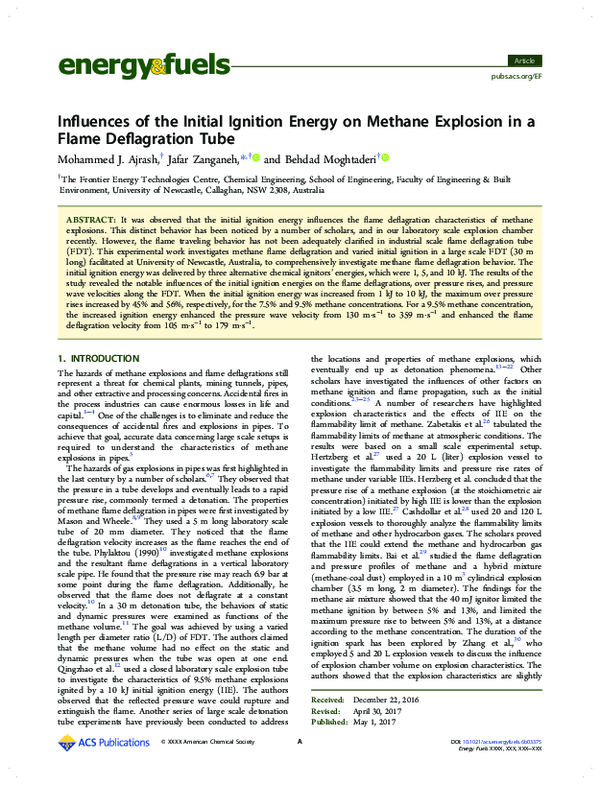 (PDF) Influences of the Initial Ignition Energy on Methane Explosion in ...