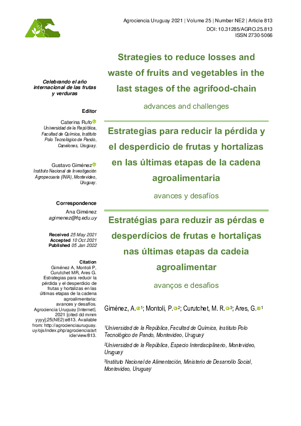 (PDF) Estrategias para reducir la pérdida y el desperdicio de frutas y ...