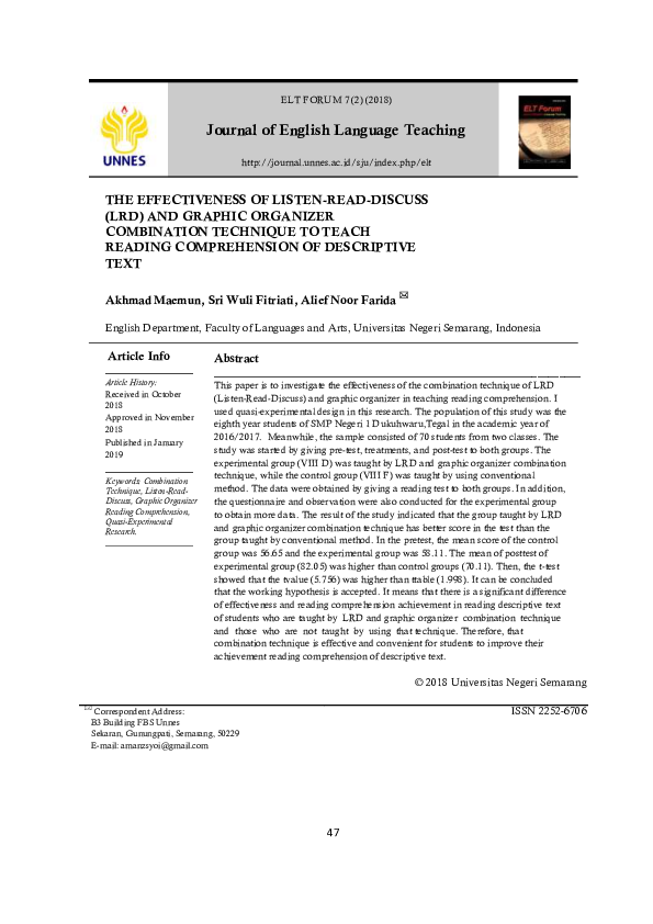 (PDF) The Effectiveness of Listen-Read-Discuss (LRD) and Graphic ...