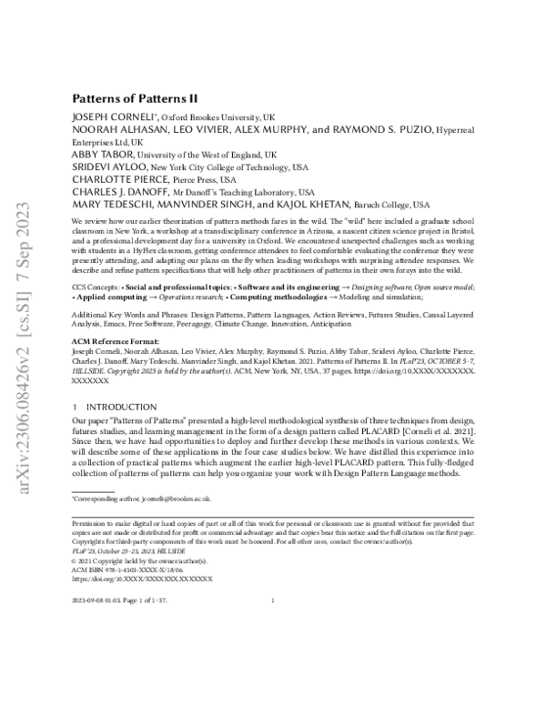(PDF) Patterns of Patterns II