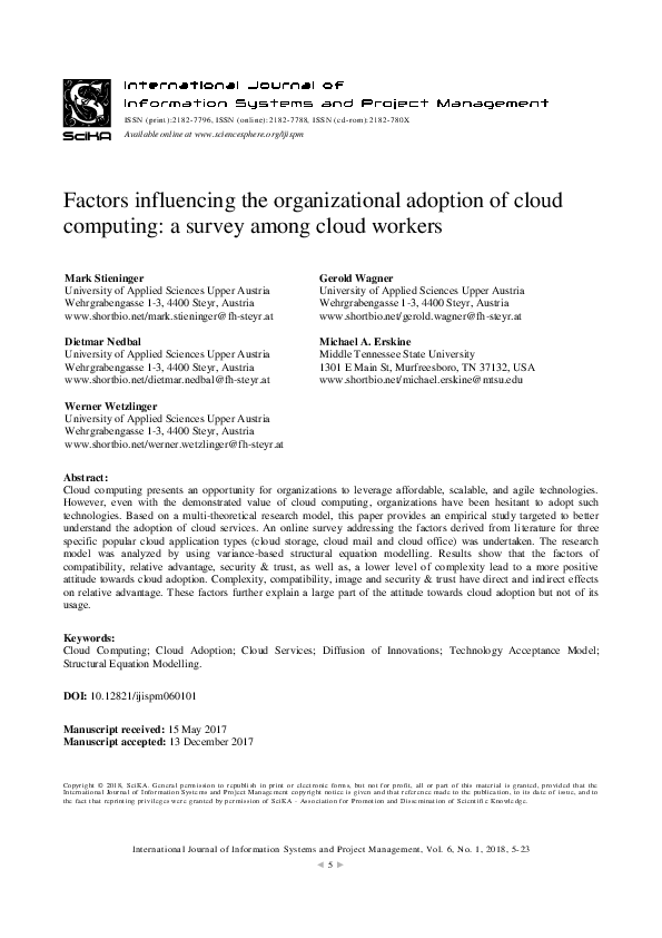 (PDF) Factors influencing the organizational adoption of cloud ...