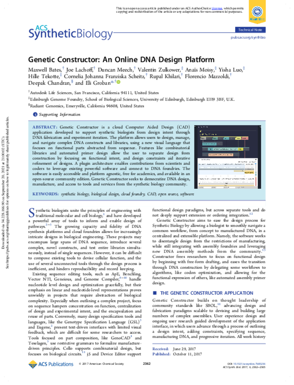 (PDF) Genetic Constructor: An Online DNA Design Platform