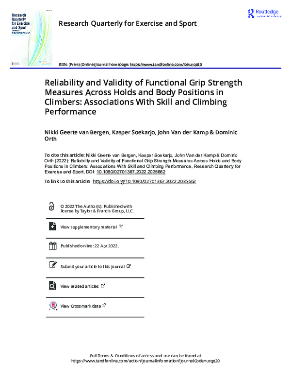 (PDF) Reliability and validity of functional grip strength measures ...