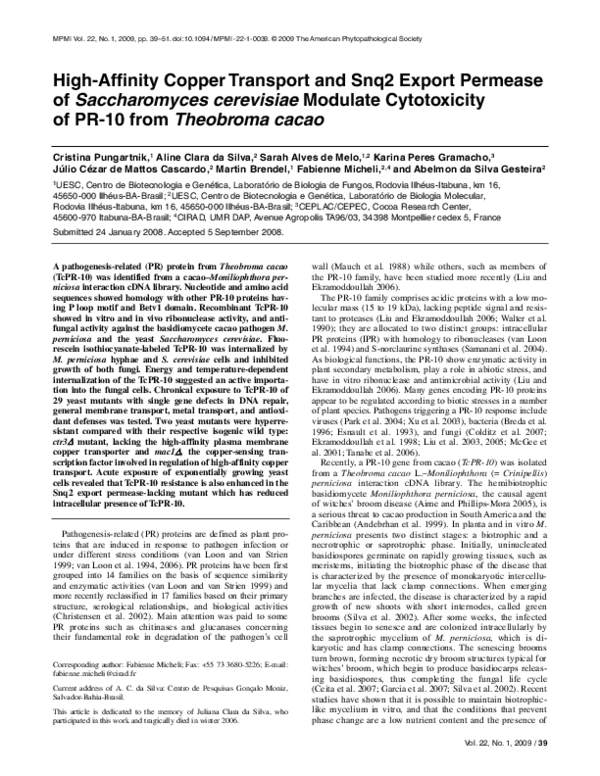(PDF) High-Affinity Copper Transport and Snq2 Export Permease of ...