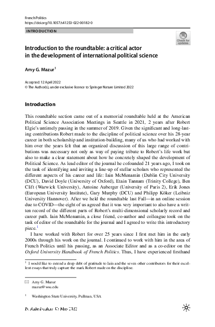 (PDF) Introduction to the roundtable: a critical actor in the ...