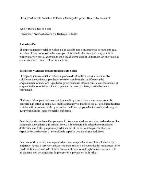 (PDF) El Emprendimiento Social en Colombia: Un Impulso para el ...