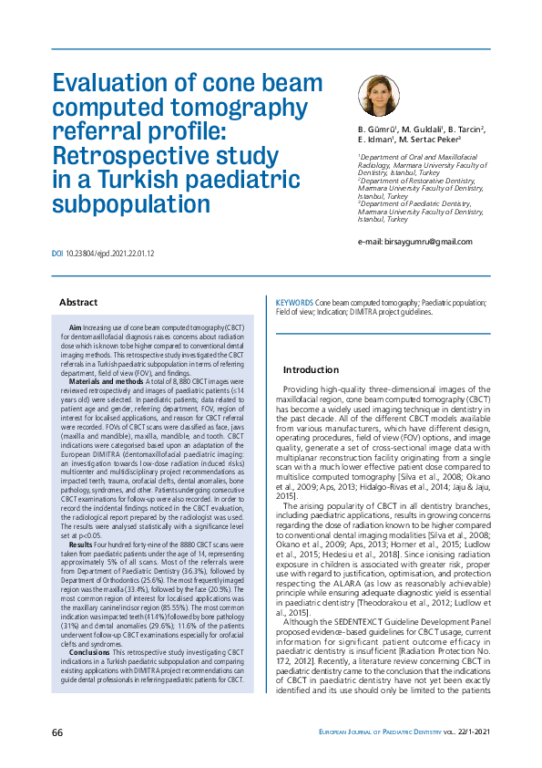 (PDF) Evaluation of cone beam computed tomography referral profile ...