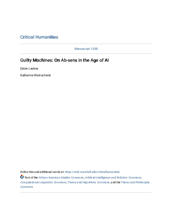 (PDF) Guilty Machines: On Ab-sens in the Age of AI