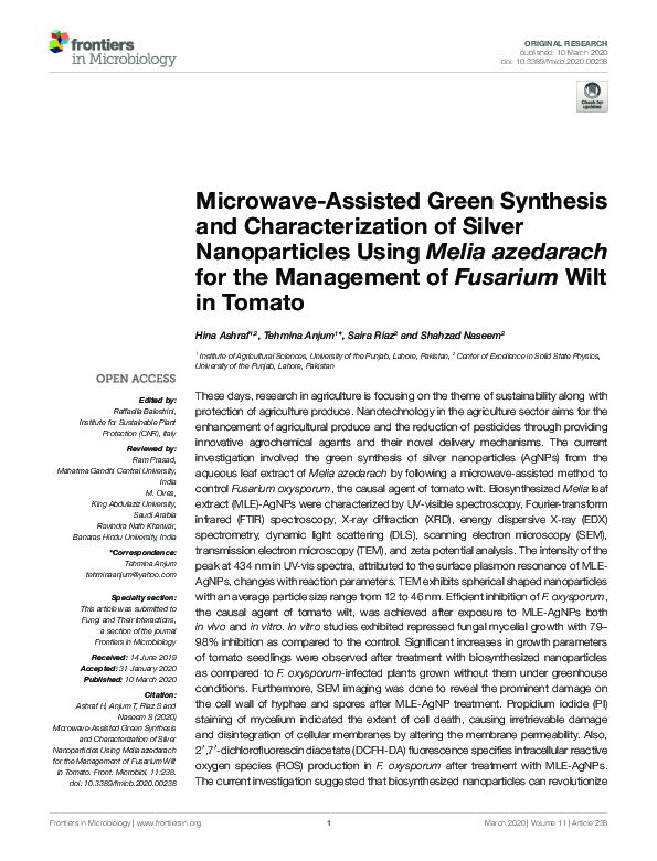 (PDF) Microwave assisted green synthesis and characterizations of noble ...