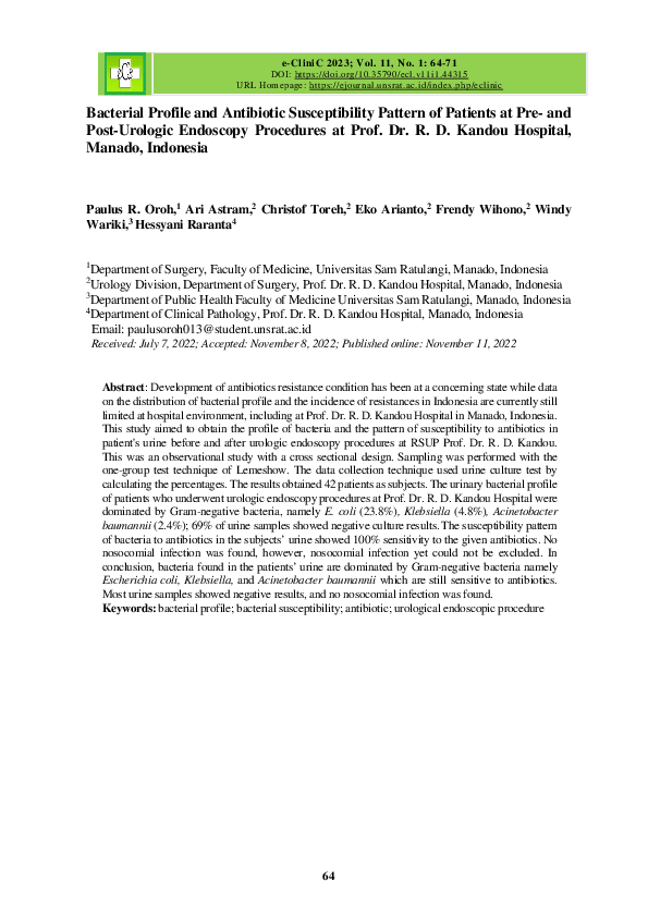 (PDF) Bacterial Profile and Antibiotic Susceptibility Pattern of ...