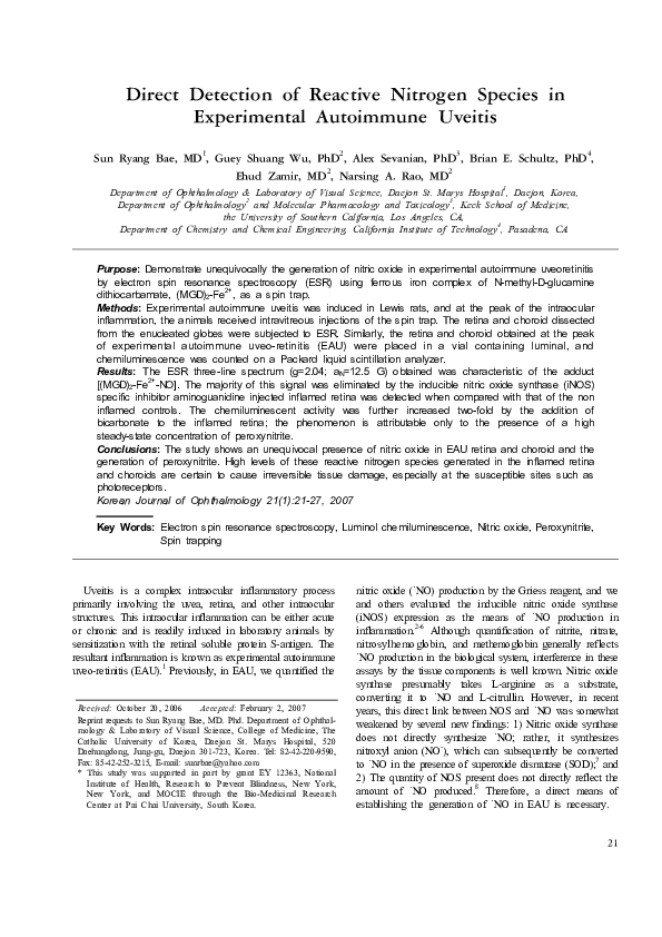 (PDF) Direct Detection of Reactive Nitrogen Species in Experimental ...
