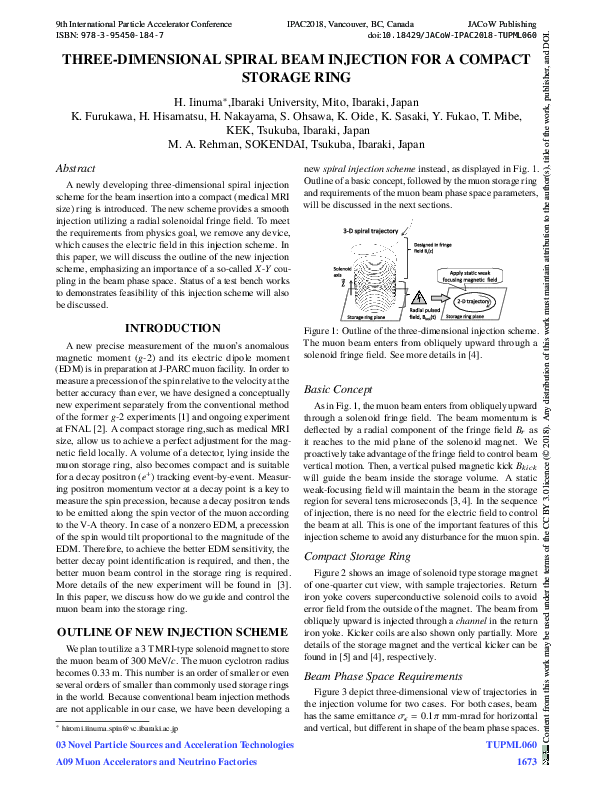 (PDF) Three-Dimentional Spiral Beam Injection for a Compact Storage Ring