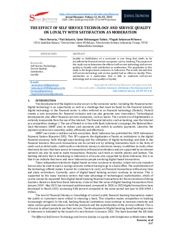 (PDF) The Effect of Self Service Technology and Service Quality on ...