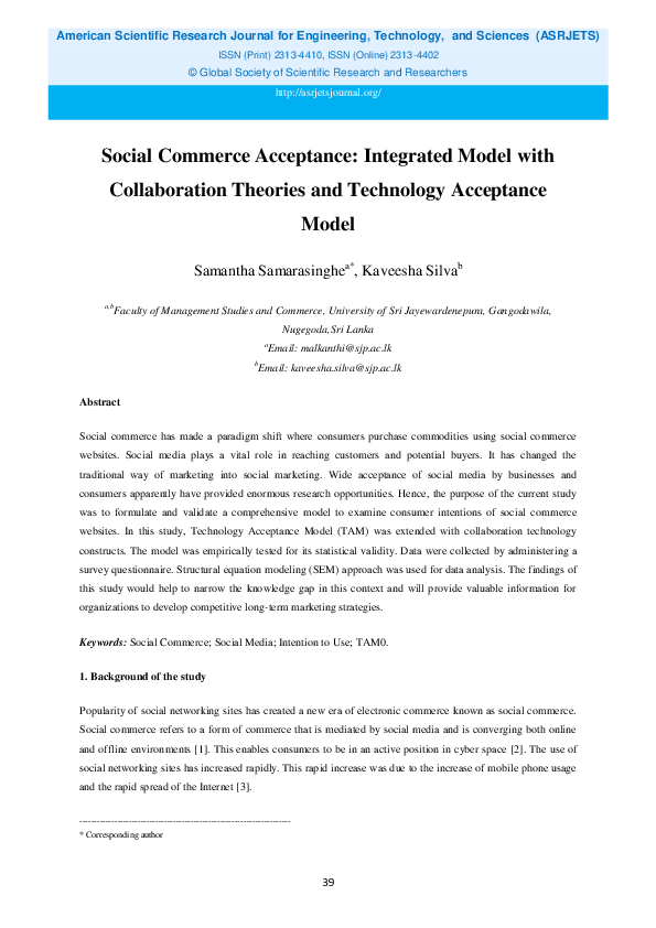 (PDF) Social Commerce Acceptance: Integrated Model with Collaboration ...