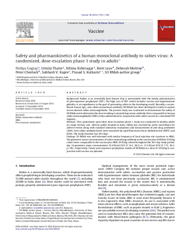 (PDF) Safety and pharmacokinetics of a human monoclonal antibody to ...
